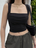 Tanks for Women Solid Elegant Slim Sexy Harajuku Minimalist High Street Y2k Clothes Crop Tops Design-Outfit
