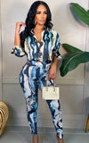 Classic Print Blouse and Pants