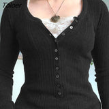 Floral Lace Short Top White Knitted Slim Neck Style Basic Casual T Shirt Women Chic Vintage Full Sleeve Harajuku Tee