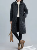 Woman Winter 2022 Parkas Black Lapel Single Breasted Gingham Jacket Female Clothing Trench Coats Oversize Jacket