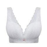 Wire Free Bra Big Size Push Up Brassiere for Women Vest Lace Plus Size Bras 32 to 50 White