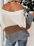 And Winter New Word Collar Shoulder Splicing Bump Color Loose Knitting Jacket