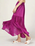 Patchwork Mesh Casual Skirt For Women High Waist A Line Asymmetrical Midi Skirts Female Summer Clothing Style