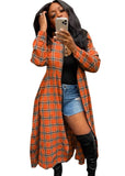 Casual Plaid Print Long Blouse with Long
