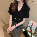 Blouses Top Women Short Sleeve Chifffon Blouse Shirt Tops Women Blusas Mujer De Moda 2021 Verano V-Neck Blouse Women