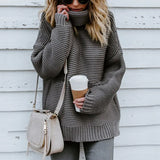 Autumn Winter Casual Thick Pullover for Women Warm Knitted Oversized Turtleneck Sweater Women's Green Tops Woman