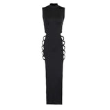 Sexy High-Forked Strap Dress Spring 2023 New Vest Solid Color Dress For Women-Outfit