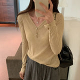 Long Sleeves, Slightly Penetrating Top Girl Autumn, New Korean Style Minority Loose Pullover Sweater Ins-Outfit