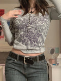 sleeve crop top with floral