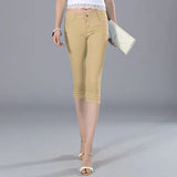 Denim Jeans Shorts omen's Capris Skinny Jeans Pants Female Knee Length Stretch Slim Capri Jeans Women Candy Color