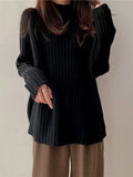 Tops 2022 Women Autumn Winter Loose Solid Color Round Neck Women's Sweater Pullover Bottoming Top Oversized