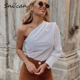 White Long Sleeve One Off Shoulder Sexy Shirts Spring Fashion Ladies Blouse Za Women 2021 Chic Tops Chemisier Femme