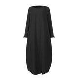 ZANZEA 2022 Kaftan Muslim Maxi Dress Women's Islamic Sundress Long Sleeve Vestidos Female Casual Solid Robe