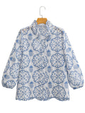 Women's Pineapple Embroidered Collar Shirt