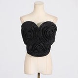 Toloer Wipe Breast 2024 Summer New Fashion Three-Dimensional Flower Splicing Design Advanced Sense Top Female-Outfit