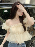 Elegant Sexy Blouse Women Summer One Shoulder Sweet Blouse Casual Holiday Lady Designer Chic Retro Tops Female 2022