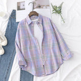 Plaid Shirt Women 2021 New Spring Autumn Womens Tops Loose Design Style Lady Casual Long Sleeve Blouse Clothes
