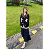 Soft-Gried Milk Fufuv Collar Embroidered Jab Sweater In Autumn And Winter Loose Lazy Knitting