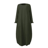 ZANZEA 2022 Kaftan Muslim Maxi Dress Women's Islamic Sundress Long Sleeve Vestidos Female Casual Solid Robe