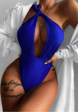 One-Shoulder Solid Hollow Out One Piece