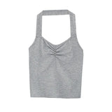 Sexy Hot Girl Hangs The Neck Suspenders The Vest The Female Summer New Design Feeling Wrinkles The Waist To Show The Thin Inside Wears The Jacket-Outfit