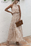 Long Dress Women Polka Dot Casual Beach Dresses Black Halter Strapless Yellow Sundress Vacation Dress Clothes For Women 425-0-Outfit