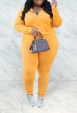 Plus Size Sportwear Zipper Backside Print Long Sleeve Hoodies And Pant 2 Piece