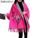 Embroidery Floral Tassel Trench Coats Women Cloak Long Sleeves Knitted Cardigan Sweater Windbreaker 2020 Winter