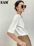 Women Black White Fold Brief Elegant T-shirt New Round Neck Half Sleeve Fashion Tide Spring Summer 2023
