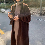 Faux Mink Cardigan For Women Winter Bat Sleeve Knitted Jackets Loose Women's Coat Winter Clothes Long Cardigans