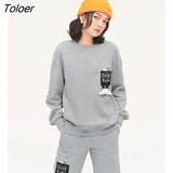 Women Fleece Sweatshirt 2022 Autumn Long Sleeve O Neck Loose Hoodie 3D Duck Claw Print Gray Casual Streetwear