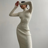 Sweater Dress For Women Long Sleeve Sexy Bodycon Dresses Vestidos Women Autumn Winter Slim Elastic Knitted