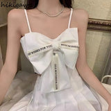 Bow Crop Tops Female 2023 Women's Clothing Sling Slim Waist Tank Korean Y2k Top Summer Sexy Club Camis Ropa Mujer