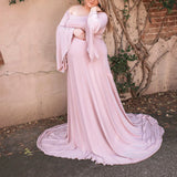 Women's Wear 2023 Pregnant Women's New Shoulder-Mopped Floor Dress Long Dress Photography Photo Large Dress-Outfit