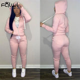 Winter Matching Sets Womens Two 2 Piece Sets Tracksuit Pink Sweatsuits For Womens Outfits Zipper Zipper Top Pants