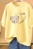 100 Cotton L-5XL Plus Size T Shirt Cartoon Print Tshirt Short Sleeve Women's Top Summer Kawaii Couple O Neck T