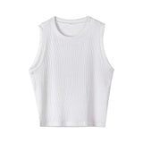 Knitted Ribbed Solid Vest Women Casual Basic Skinny Tank Sleeveless Cottons Sexy Ladies Summer Off Shoulder Crop