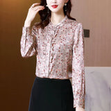 style ladies silk shirts Fashion printing Women's Blouses Spring Autumn Tops Blusas Mujer Long Sleeve
