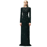 Star Temperament Elegant Heavy Industry Nails And Diamonds Long Sleeve Long Dress Dress Dress