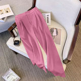 Toloer Wide Leg Pants Women's Pants Spring And Autumn 2024 New High Waist Hanging Feeling Straight Tube Advanced Sense Show Thin Pink Pants Summer-Outfit