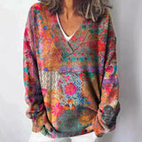 Christmas Abstract 3D Print Big V-Neck Long-Sleeved