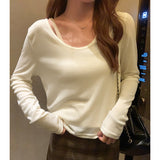 Egg Collar Tencel Long-Sleeved T-Shirt Women Wear The New Soft Waxy Skin Bottoming Shirt In Spring-Outfit