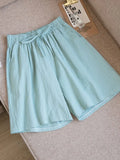 Length Cotton Linen Shorts Women Summer 2022 Elastic Waist Basic Short Pants Linen Loose Women's Bermuda Shorts For