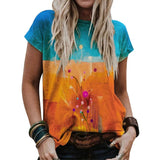 New Classic Style Print Summer T-shirt Retro Round Neck T-shirts Ladies Short Sleeve Loose Female Casual Tees 2021