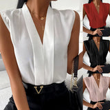 Sexy V-neck Chiffon Shirt Sleeveless