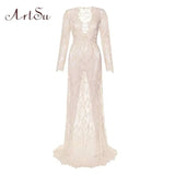 Women Black Lace Dress Sleepwear Floor-Length White See Through Dress Adjust Waist Sexy Hollow Out Vestido Maxi Plus