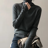 Women's Turtleneck Slim Fit Sweater Roll Collar Pullover Ladies High Neck Inner Long Sleeve Knit Tops Winter