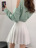 Pleated Skirts For Women Short White High Waist Mini Skirts With Shorts Inside A Line Gray pleated Skirt High Waist