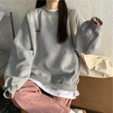 spring and autumn new splicing Pullover fashion Korean thick and thin women's Sweatshirt Navy Gray Black Pink women's