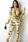 Casaul Retro Print Long Sleeve Shirt and Pant